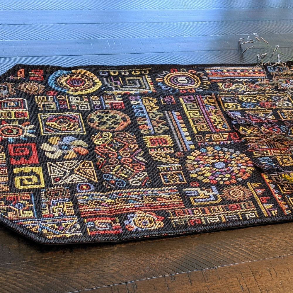 DaDa Bedding Ethnic Ornaments Geometric Black Elegant Woven Tapestry Dining Table Runner (18118)