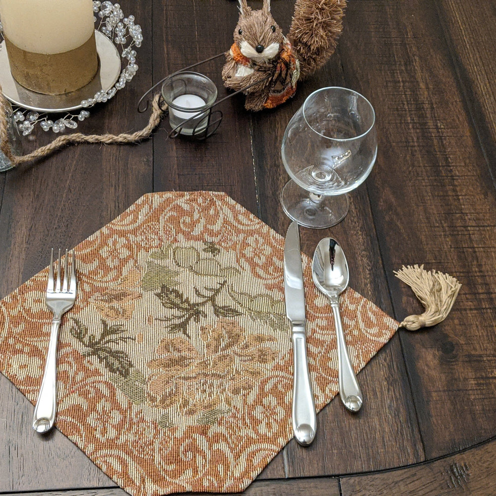 DaDa Bedding Set of 4-Pieces Nature Garden Floral Roses Tapestry Table Dining Cloth Runner Set - 13" x 17" (10072)