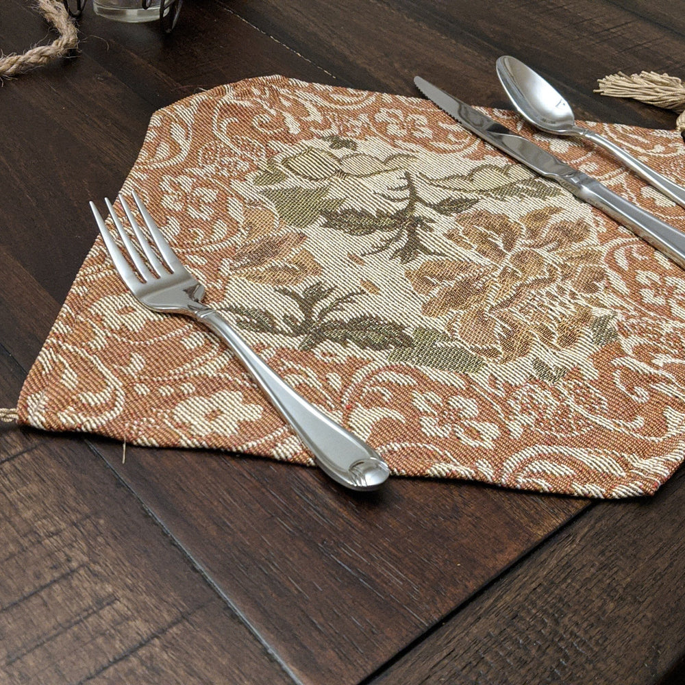 DaDa Bedding Set of 4-Pieces Nature Garden Floral Roses Tapestry Table Dining Cloth Runner Set - 13" x 17" (10072)