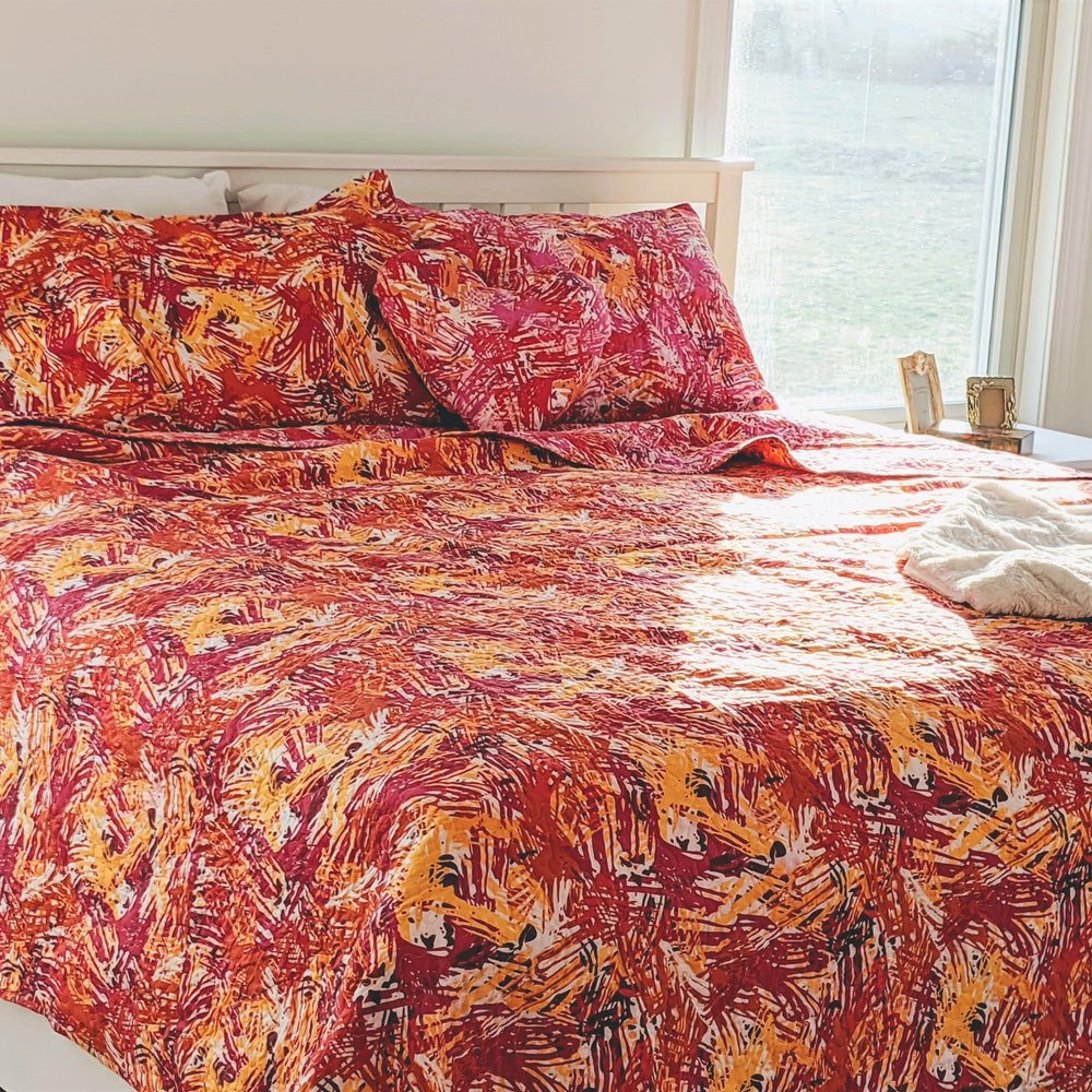 DaDa Bedding Lovely Pop of Colors Lightweight Reversible Quilted Bedspread Set (KBJ1625)