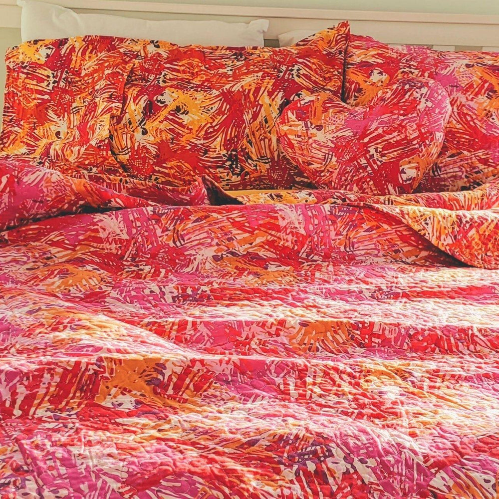 DaDa Bedding Lovely Pop of Colors Lightweight Reversible Quilted Bedspread Set (KBJ1625)
