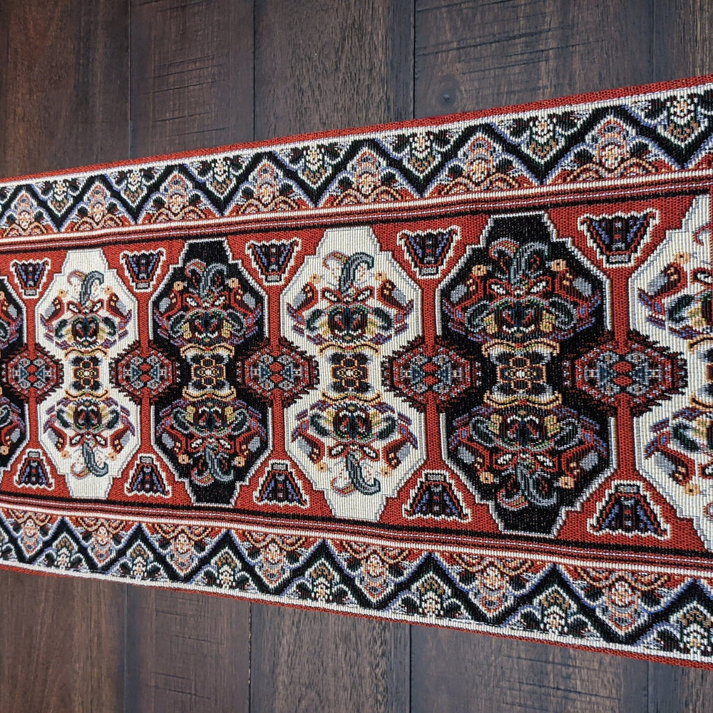 DaDalogy Elegant Majestic Kilim Red Persian Rug Ornate Floral Woven Tapestry Table Runner (18195)