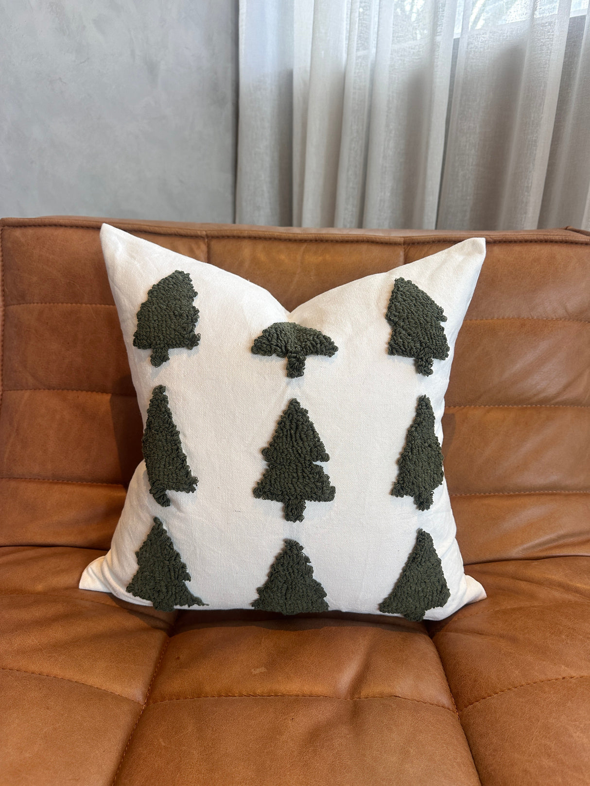 Tufted Christmas Tree Pillow Cover