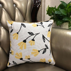 DaDa Bedding Yellow Fleur Floral Botanical Spring Tapestry Throw Pillow Cover, 16" x 16" (18112)