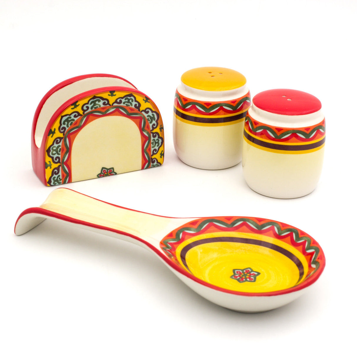 Galicia 4-Piece Salt and Pepper Napkin Holder Spoon Rest Kitchen and Table Accessories Set
