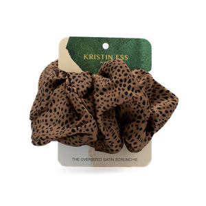 Kristin Ess Oversized Satin Scrunchie in Cheetah Print