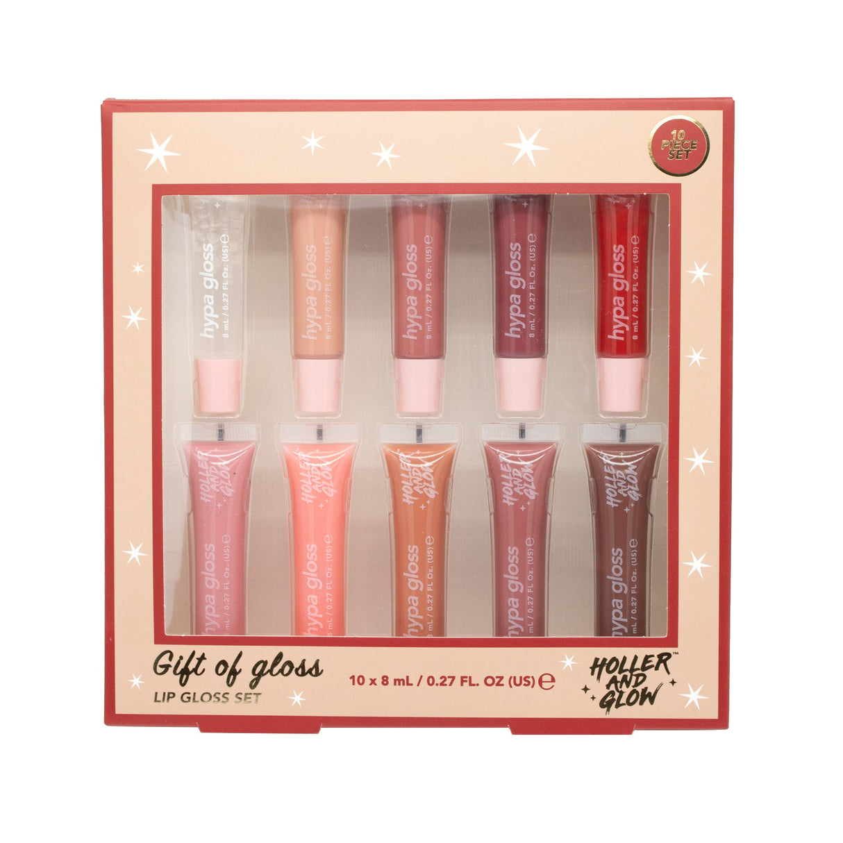Holler and Glow Gift of Gloss 10 piece Lip Gloss Gift Set 10 x 0.27fl oz - New