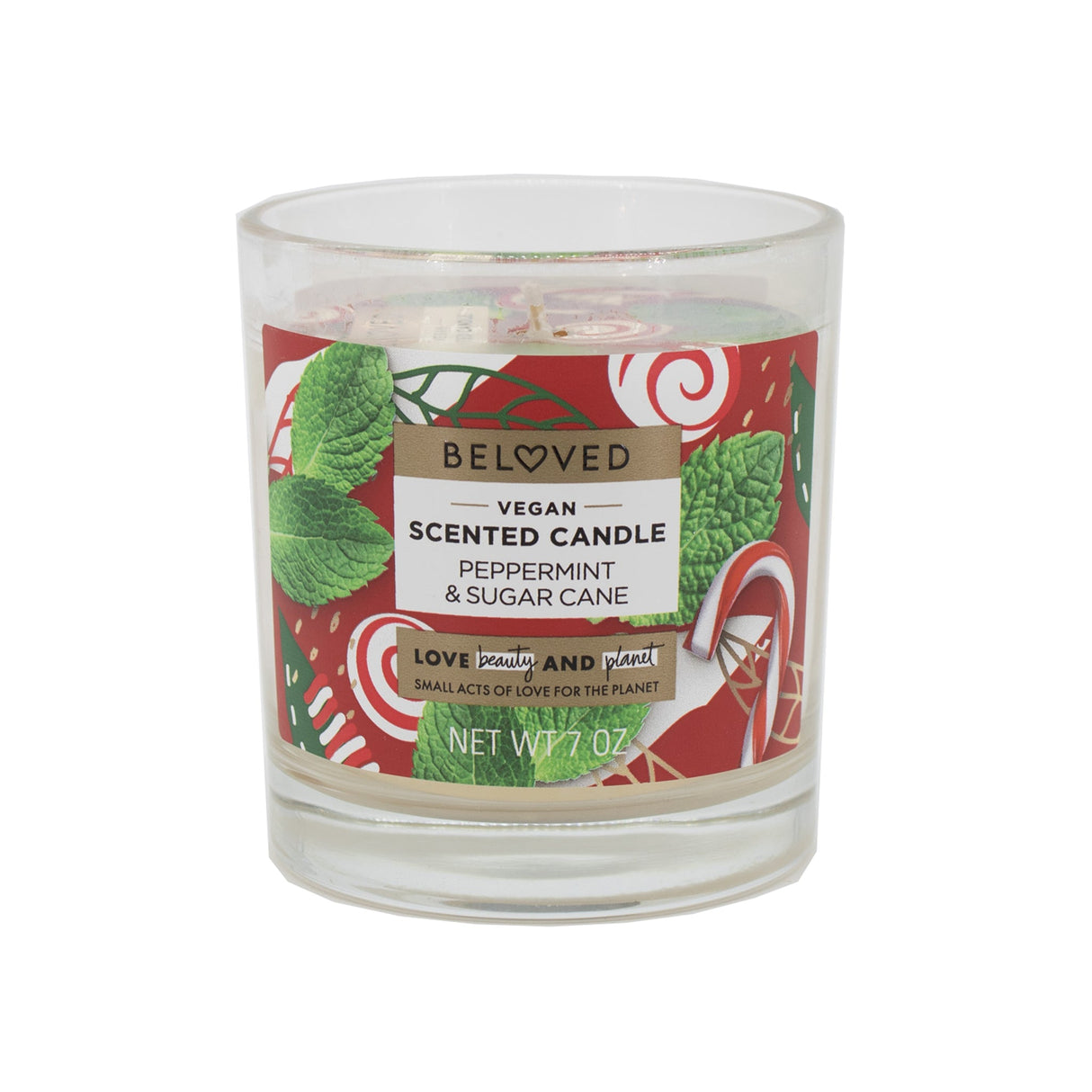 Beloved Vegan Scented Candle Peppermint & Sugarcane 7oz