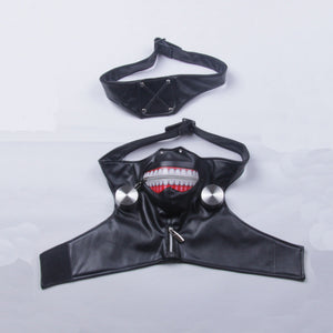 New anime tokyo ghoul cosplay prop zipper pu adjustable mask