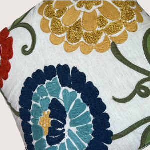 18x18" Embroidered Floral Boho Floral Throw Pillow Decorative Cover