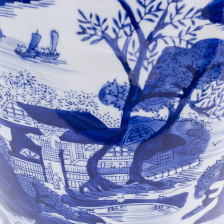 Blue Garden Landscape Stool – Traditional Chinese Porcelain Accent