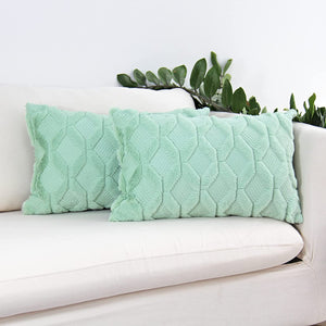 Rectangular Lumbar Plush Throw Pillow Covers, Pack of 2 Luxury Soft Pillowcases, Solid Colors,12x20 inches pack of 2 throw pillows covers