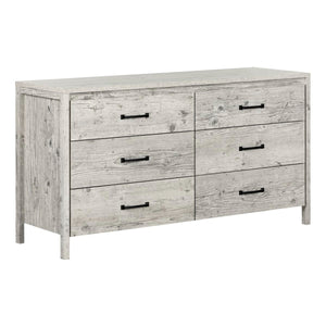 Modern Washed Pine 6 Drawer Double Dresser