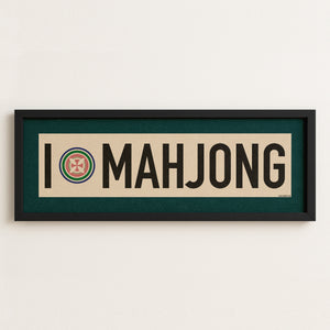 Framed I Love Mahjong Art Scroll Sign