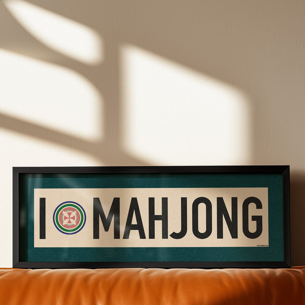 Framed I Love Mahjong Art Scroll Sign