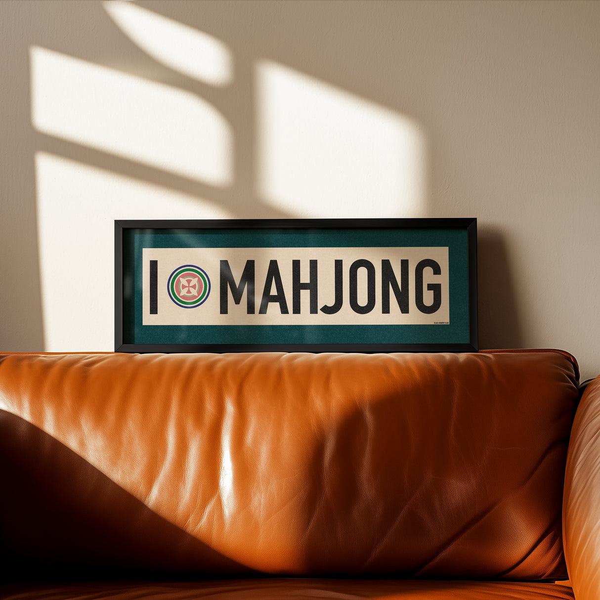 Framed I Love Mahjong Art Scroll Sign