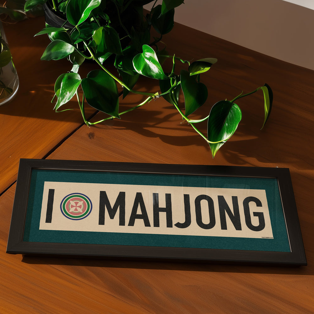 Framed I Love Mahjong Art Scroll Sign