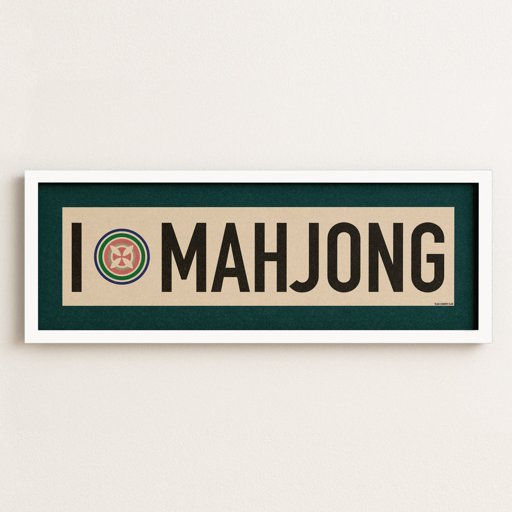 Framed I Love Mahjong Art Scroll Sign