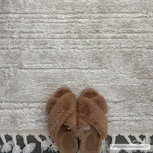 Ibarra Textured Ivory High/Low Pile Rug with Tassels