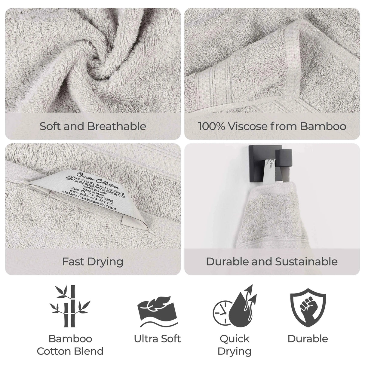 Rayon from Bamboo Cotton Blend Bath Towel Set of 2 - Bath Towel by Superior Brand