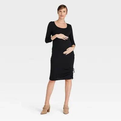 Isabel Maternity Women's Ruched Midi Bodycon Dress Stretchy Jersey