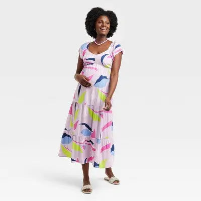 Isabel Maternity Women's Woven Midi Maternity Dress Empire Waist