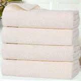 Honeycomb Textured Waffle Border Cotton Bath Towels, Set of 4 - Bath Towel by Superior Brand