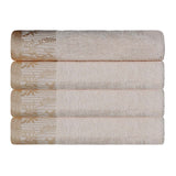 Cotton Floral Jacquard Border Bath Towel Set of 4 - Bath Towel by Superior Brand