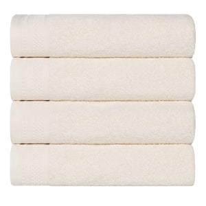 Honeycomb Textured Waffle Border Cotton Bath Towels, Set of 4 - Bath Towel by Superior Brand