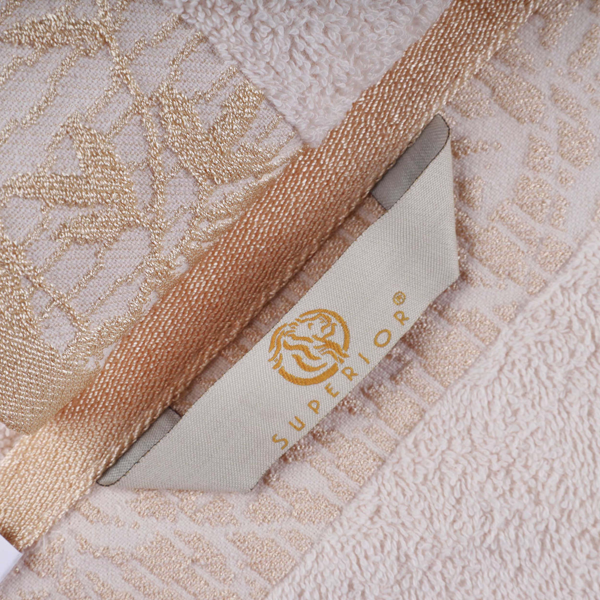 Cotton Floral Jacquard Border Bath Towel Set of 4 - Bath Towel by Superior Brand