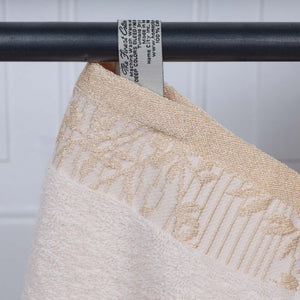 Cotton Floral Jacquard Border Bath Towel Set of 4 - Bath Towel by Superior Brand