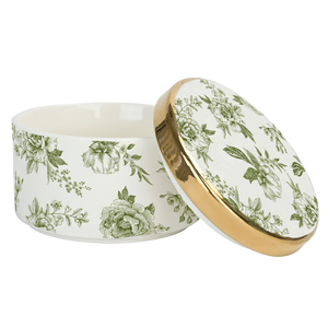 Green Delft Trinket Dish with Lid