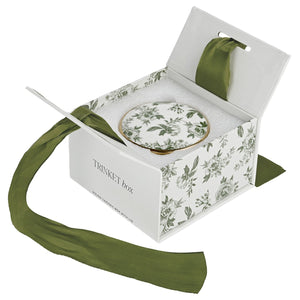 Green Delft Trinket Dish with Lid
