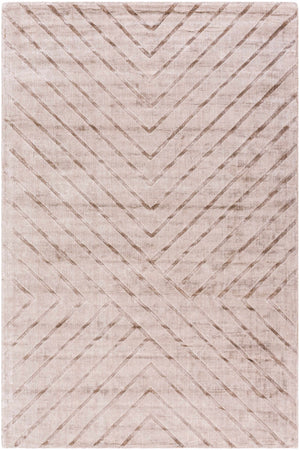 Tavran Taupe Subtle Linear Texture Cottage Farmhouse Viscose Handmade Area Rug - Clearance