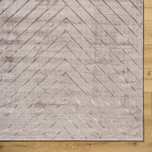 Tavran Taupe Subtle Linear Texture Cottage Farmhouse Viscose Handmade Area Rug - Clearance