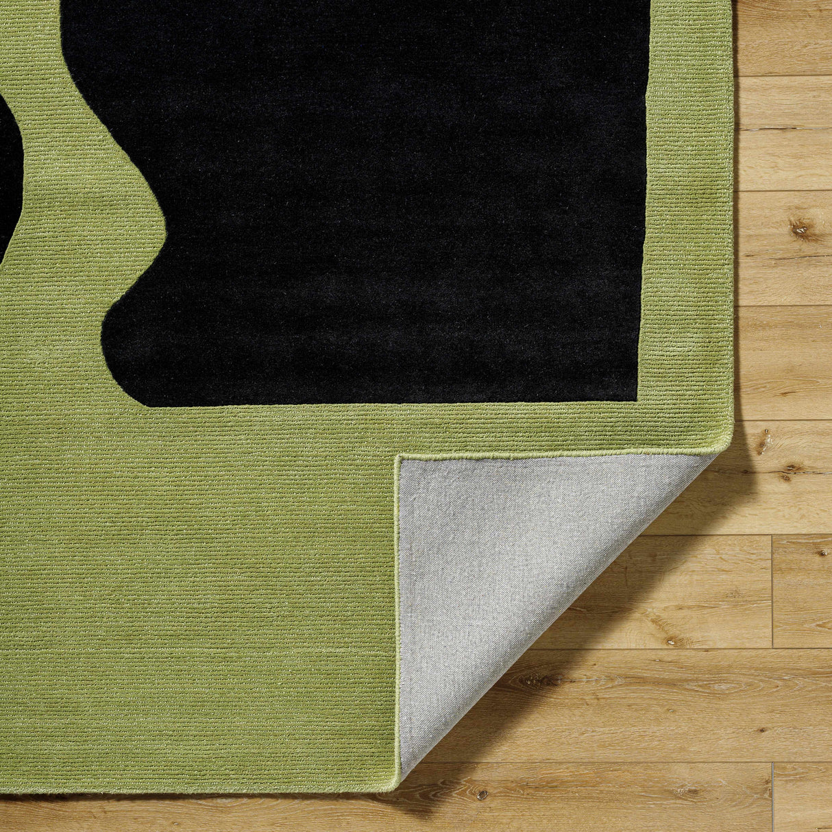 Arvok Olive Green Organic Block Art Deco Wool Handmade Area Rug - Clearance