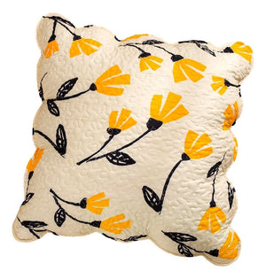 DaDa Bedding Yellow Fleur Floral Golden Orange Ivory Cream Scalloped Euro Pillow Sham Cover, 26" x 26" (18112)