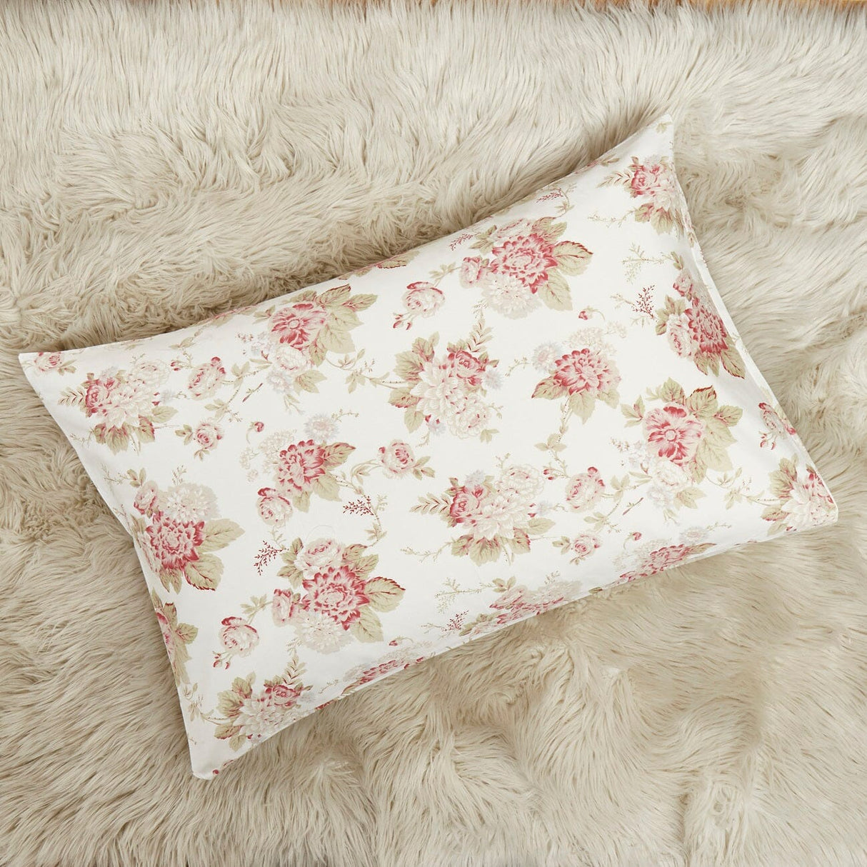 DaDa Bedding Hint of Mint Dainty Cottage Floral Roses Cotton Fitted Sheet w/ Pillow Case (3036)