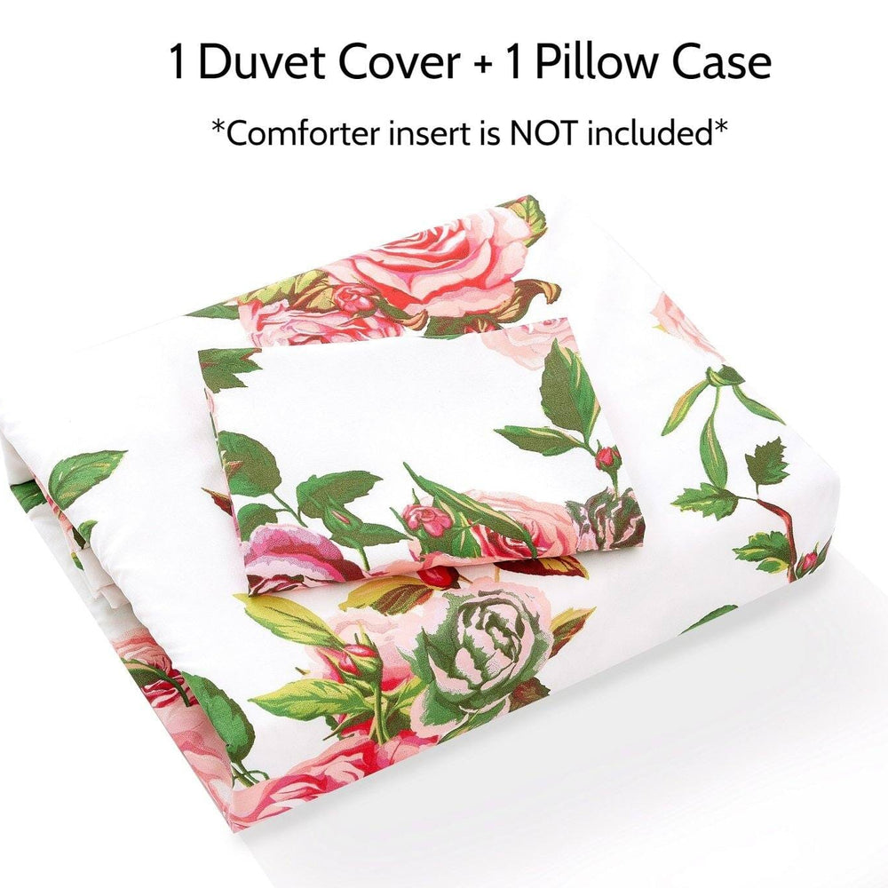 DaDa Bedding Romantic Roses Lovely Spring Pink Floral Duvet Cover Set w/ Pillow Cases (JHW-879)