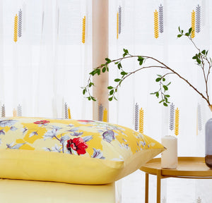 DaDa Bedding Bed in a Bag Bundle Set - Radiant Sunshine Yellow Hummingbirds Floral Bedding Set (JHW-925)