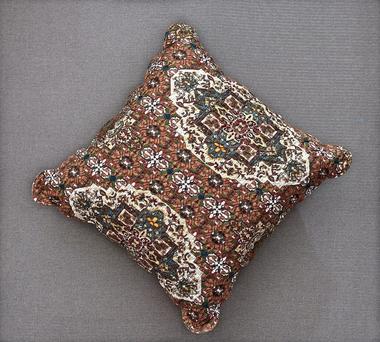 DaDa Bedding Rustic Earthy Cross Motif Folk Style Scalloped Euro Pillow Sham Cover, 26" x 26" (JHW944)