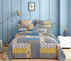 DaDa Bedding Honey Cove Garden Floral Paisley Cottage Patchwork Bedspread Set (JHW-957)