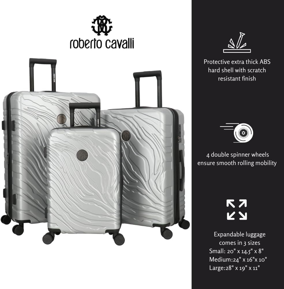 Roberto Cavalli Luxury 3-Piece Luggage Set