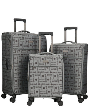 Roberto Cavalli Luxury 3 Piece Luggage Set, Expandable Hard Shell Suitcases with 8 Spinner Wheels