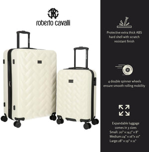 ROBERTO CAVALLI Luxury 2-Piece Hardshell Luggage Set – Carry-On & Checked Spinner Suitcases