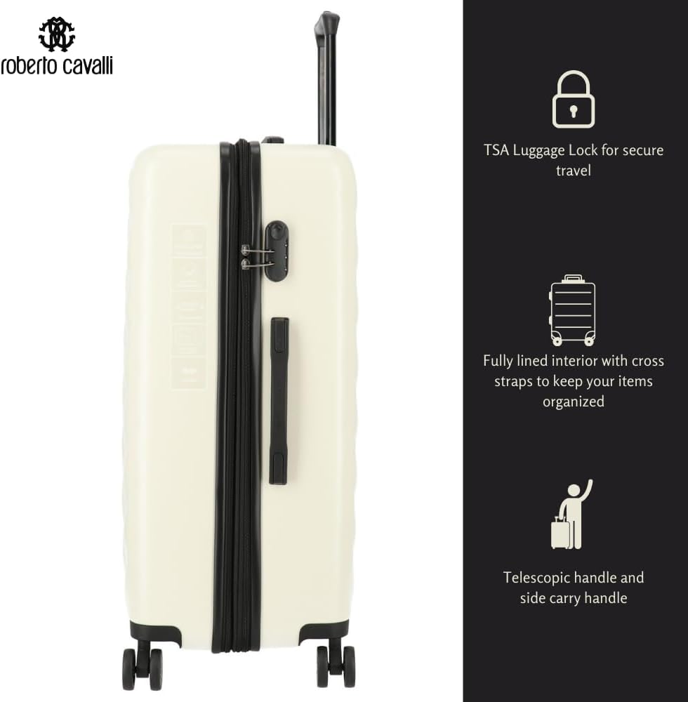 ROBERTO CAVALLI Luxury 2-Piece Hardshell Luggage Set – Carry-On & Checked Spinner Suitcases
