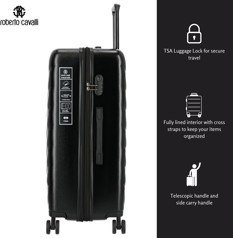 ROBERTO CAVALLI Luxury 2-Piece Hardshell Luggage Set – Carry-On & Checked Spinner Suitcases