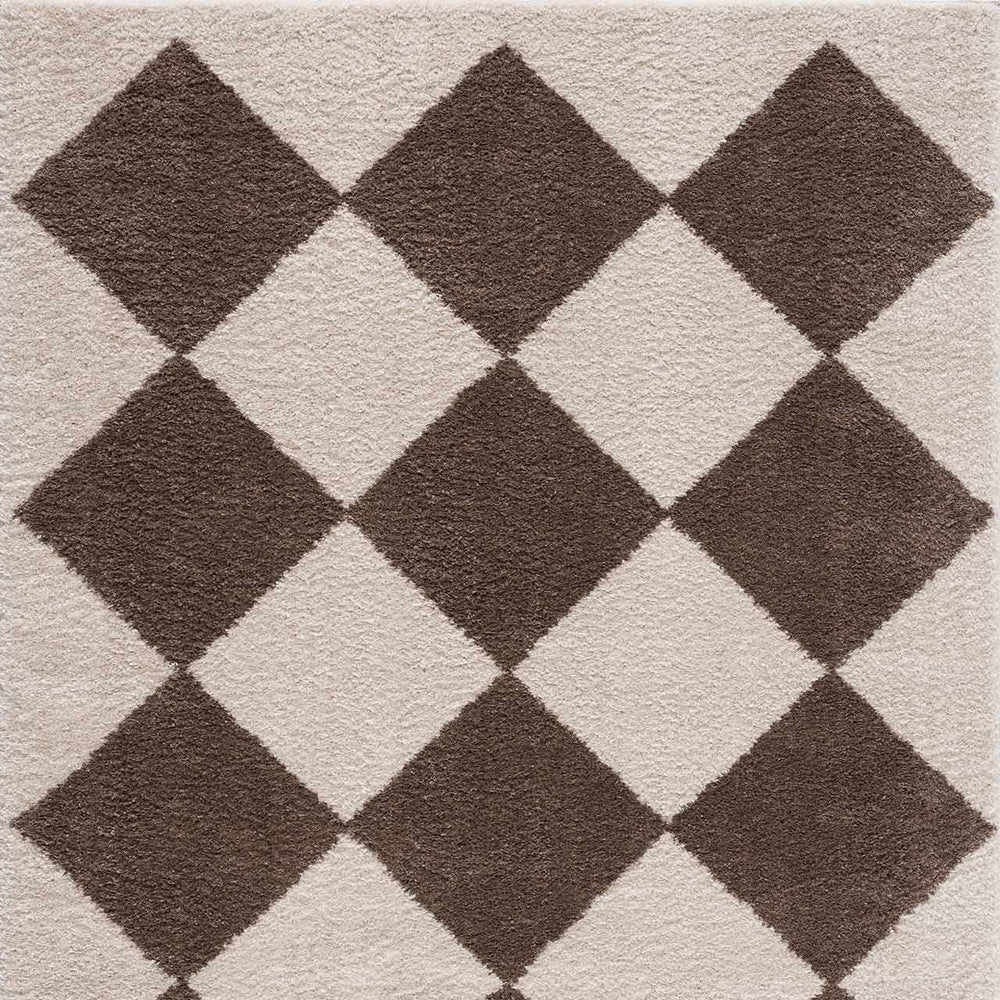 Arilla Brown Washable Diamond Area Rug