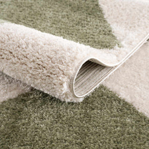 Arilla Green Washable Diamond Area Rug