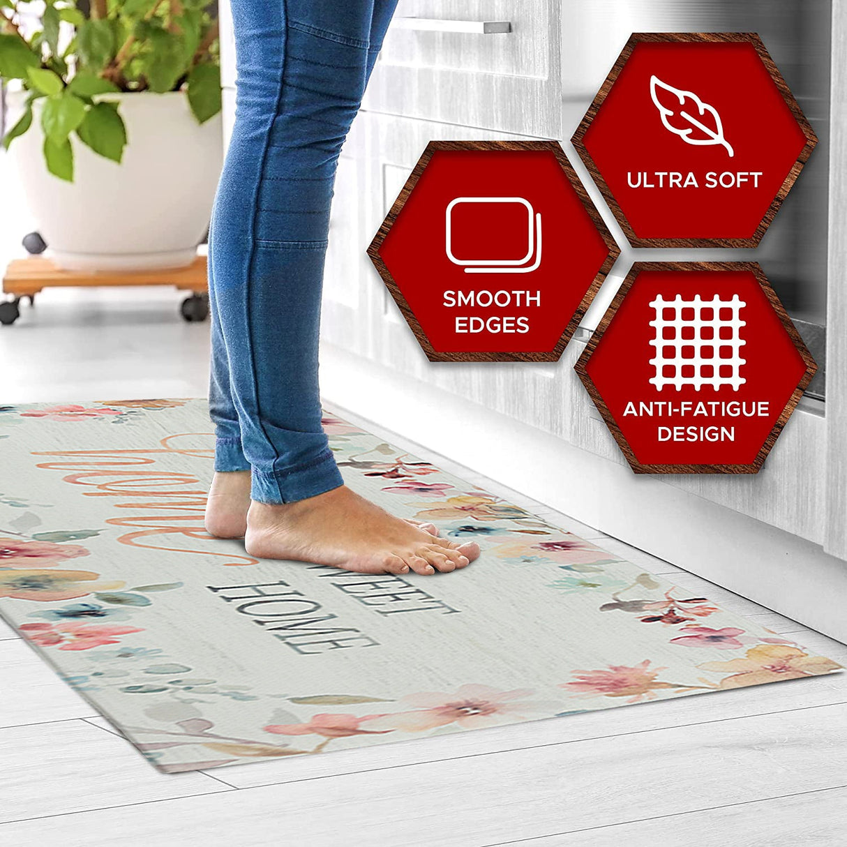 20" x 55" Chic Anti-Fatigue Memory Foam Kitchen Runner Mat